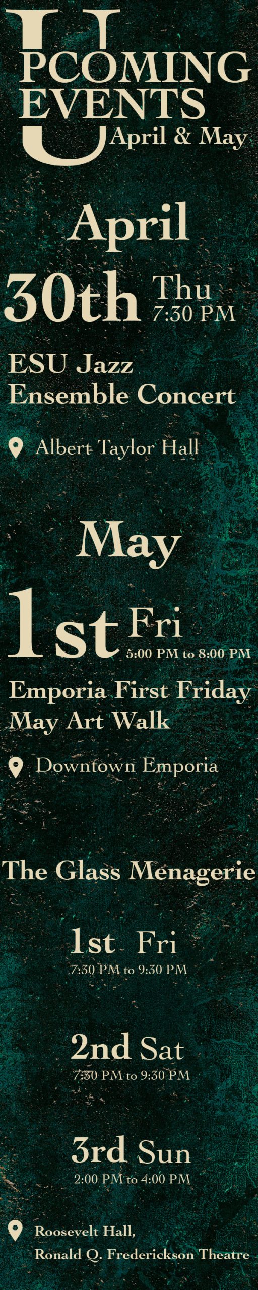 UPCOMING EVENTS 29th to May 6th