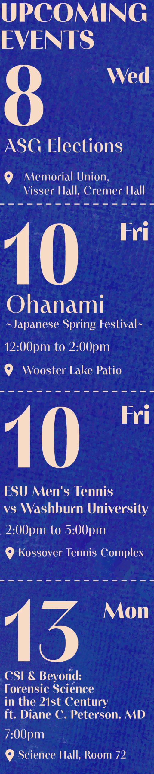 UPCOMING EVENTS 8th to 14th